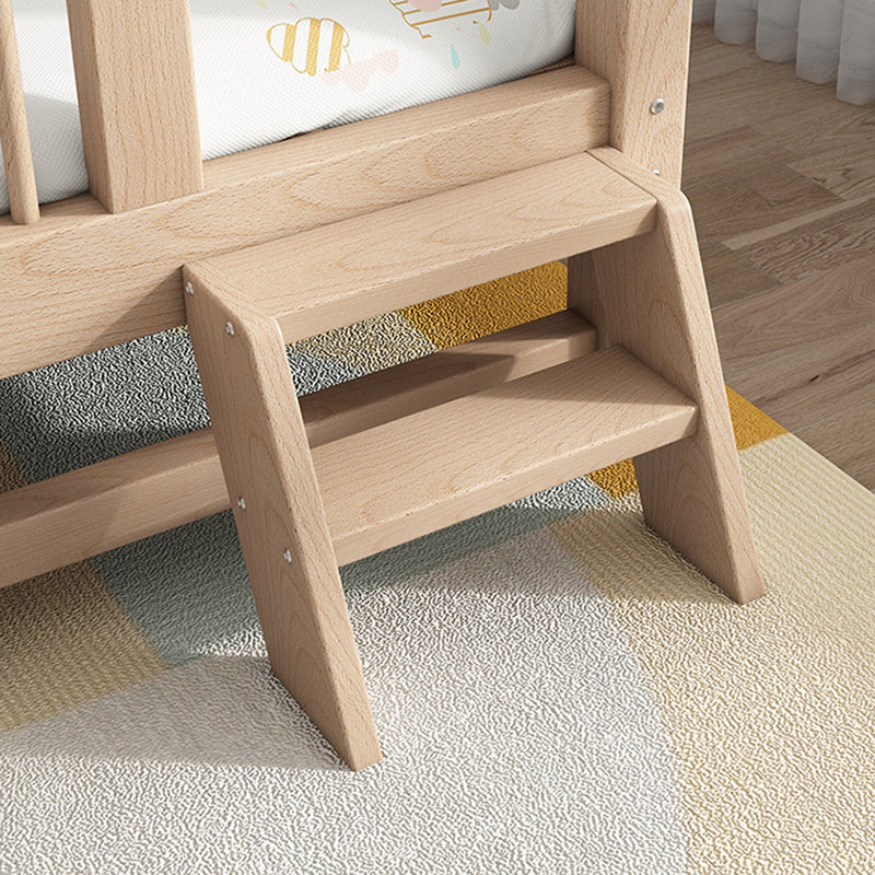 Solid Wood Crib 2-in-1 Convertible Crib with Mattress and Guardrails
