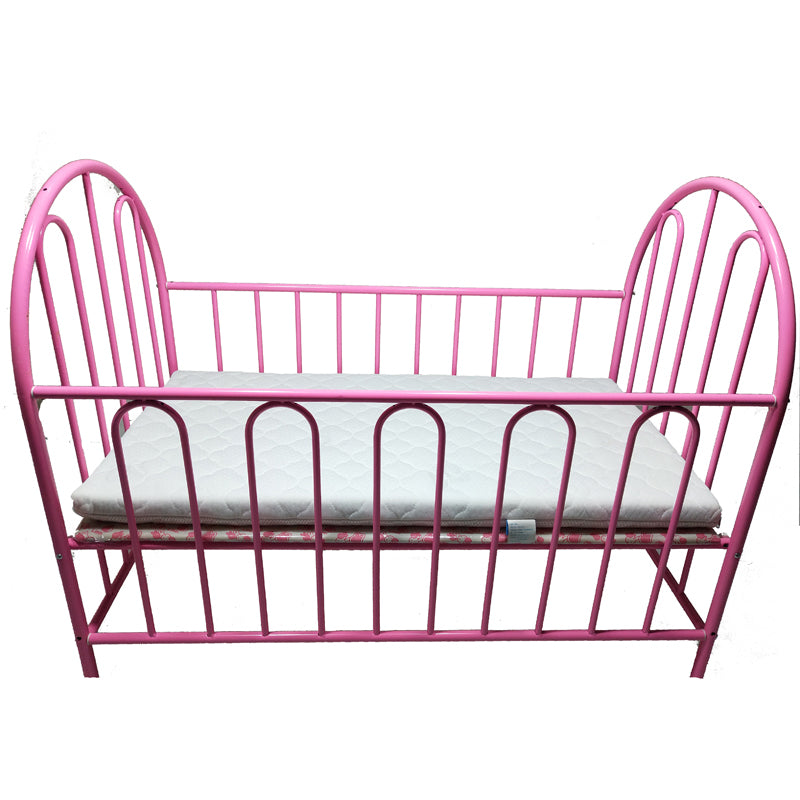 Metal Convertible Crib 2-in-1 Industrial Crib with Casters and 6-Piece Nursery Set