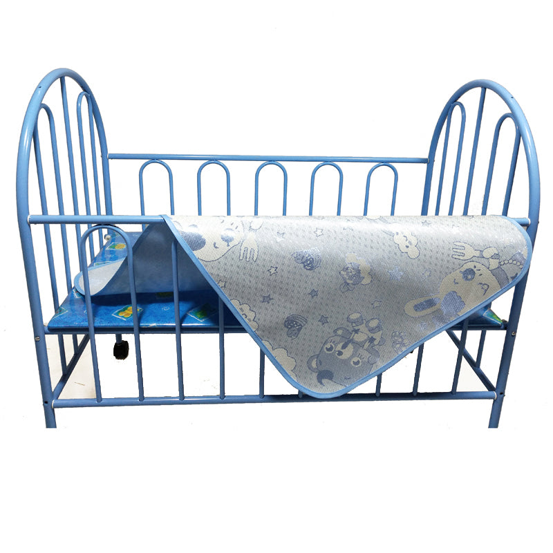 Metal Convertible Crib 2-in-1 Industrial Crib with Casters and 6-Piece Nursery Set