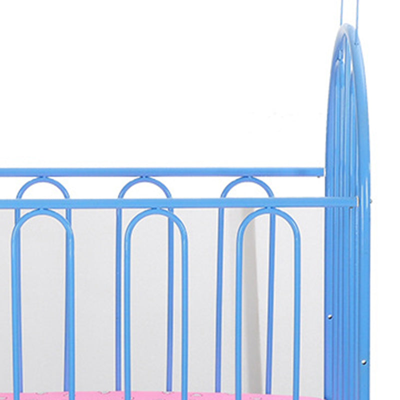 Metal Convertible Crib 2-in-1 Industrial Crib with Casters and 6-Piece Nursery Set