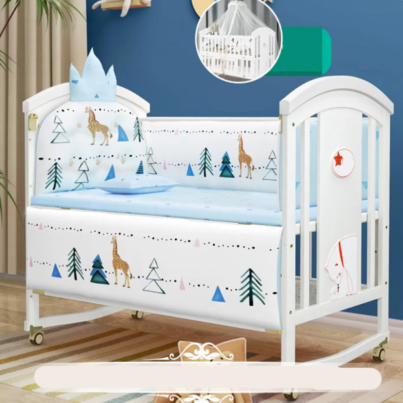 Modern Casters Nursery Crib Under Crib Storage Baby Crib with Guardrail