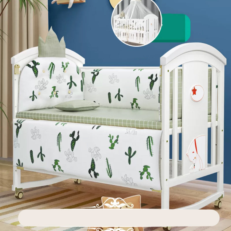 Modern Casters Nursery Crib Under Crib Storage Baby Crib with Guardrail