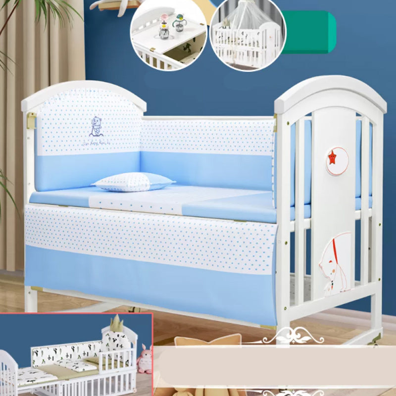 Modern Casters Nursery Crib Under Crib Storage Baby Crib with Guardrail