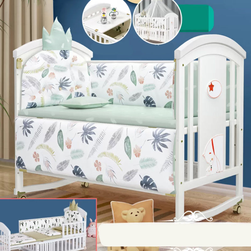 Modern Casters Nursery Crib Under Crib Storage Baby Crib with Guardrail