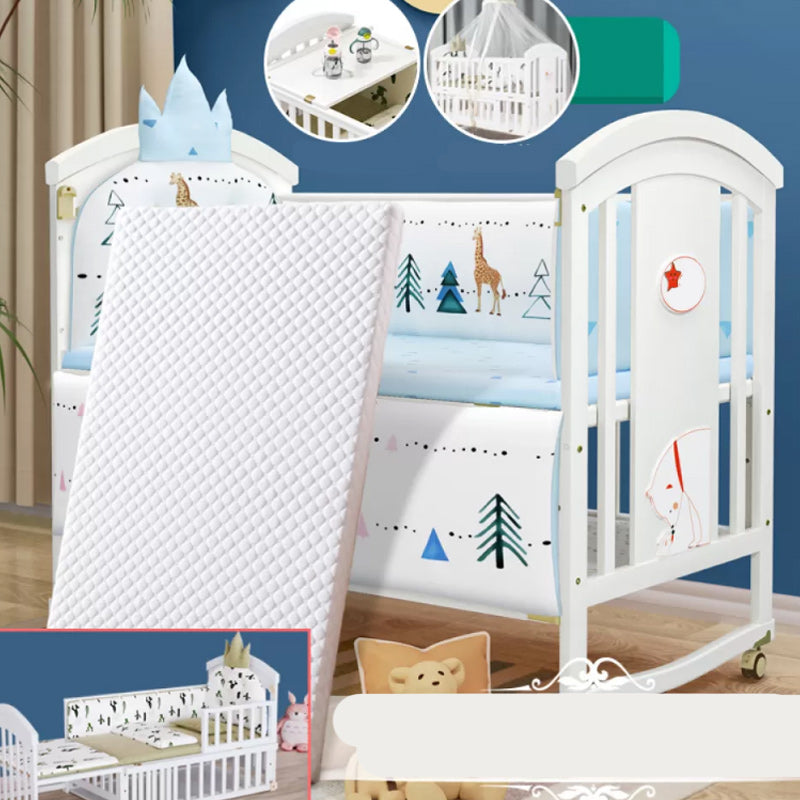 Modern Casters Nursery Crib Under Crib Storage Baby Crib with Guardrail