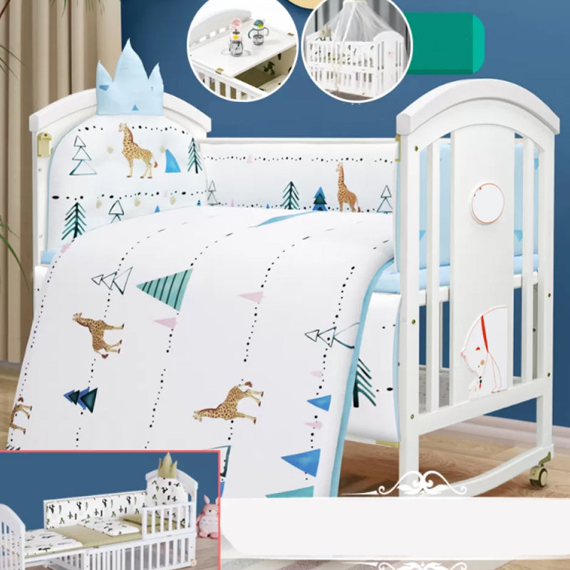 Modern Casters Nursery Crib Under Crib Storage Baby Crib with Guardrail