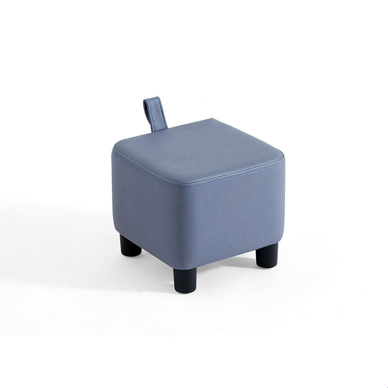 Glam Pouf Ottoman Faux Leather Upholstered Solid Color Square Ottoman with Legs