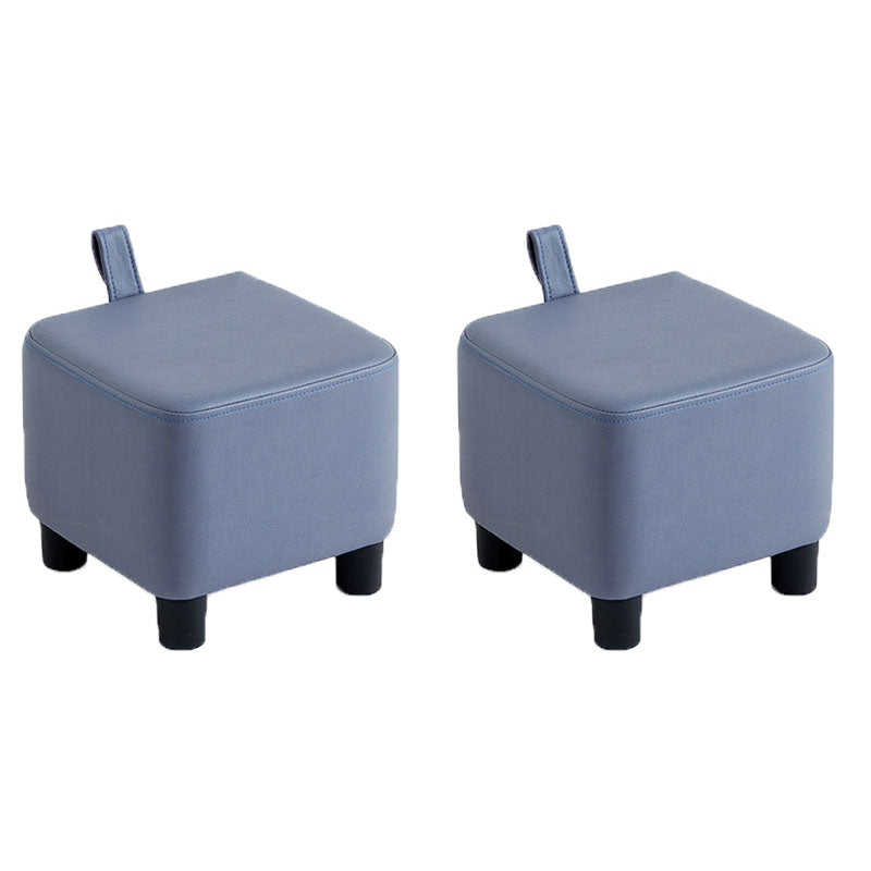 Glam Pouf Ottoman Faux Leather Upholstered Solid Color Square Ottoman with Legs