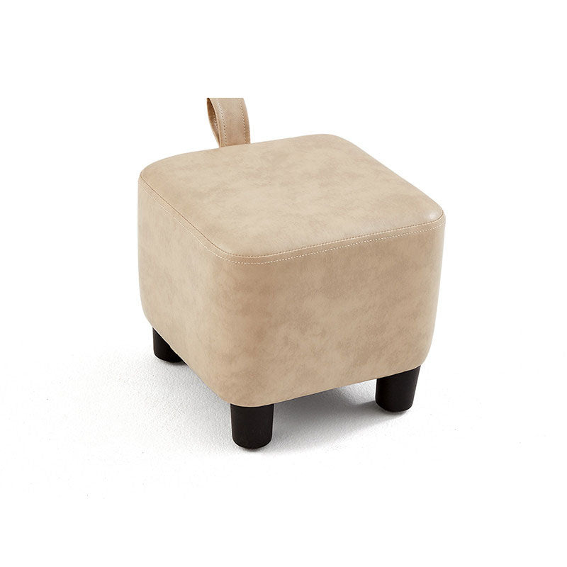 Glam Pouf Ottoman Faux Leather Upholstered Solid Color Square Ottoman with Legs