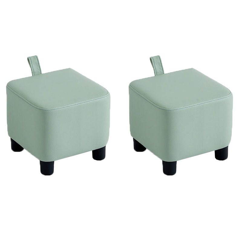 Glam Pouf Ottoman Faux Leather Upholstered Solid Color Square Ottoman with Legs