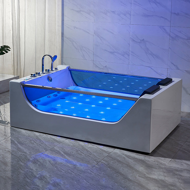 Modern Acrylic Bath Freestanding Soaking White Rectangular Bathtub