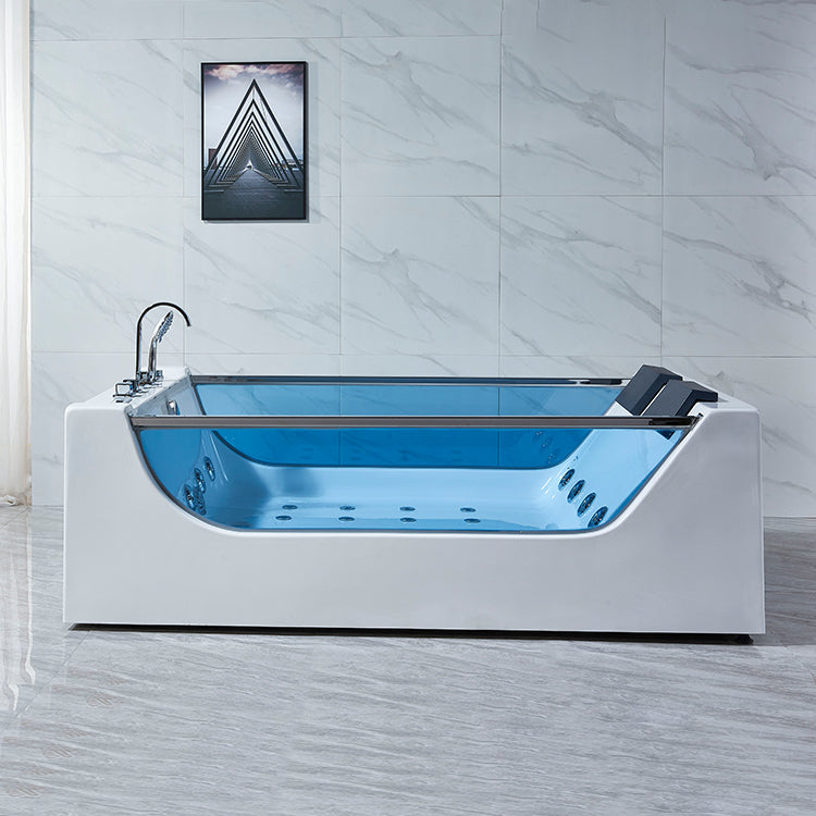 Modern Acrylic Bath Freestanding Soaking White Rectangular Bathtub