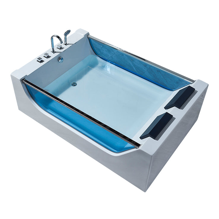 Modern Acrylic Bath Freestanding Soaking White Rectangular Bathtub
