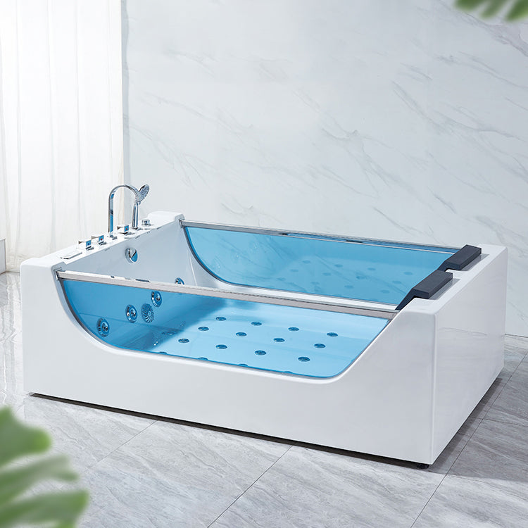 Modern Acrylic Bath Freestanding Soaking White Rectangular Bathtub