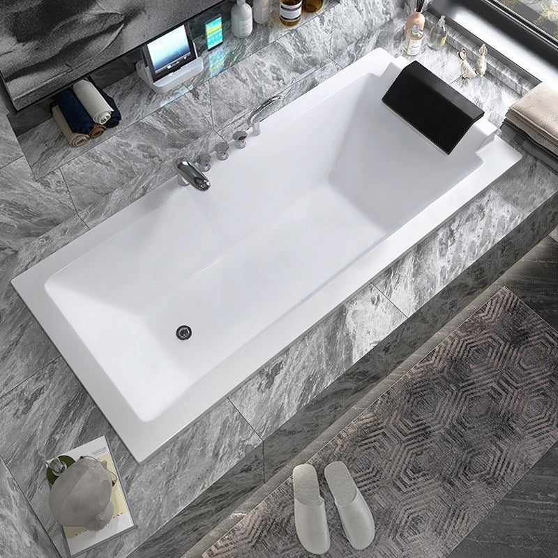 Drop-in White Bath Modern Soaking Acrylic Rectangular Bathtub