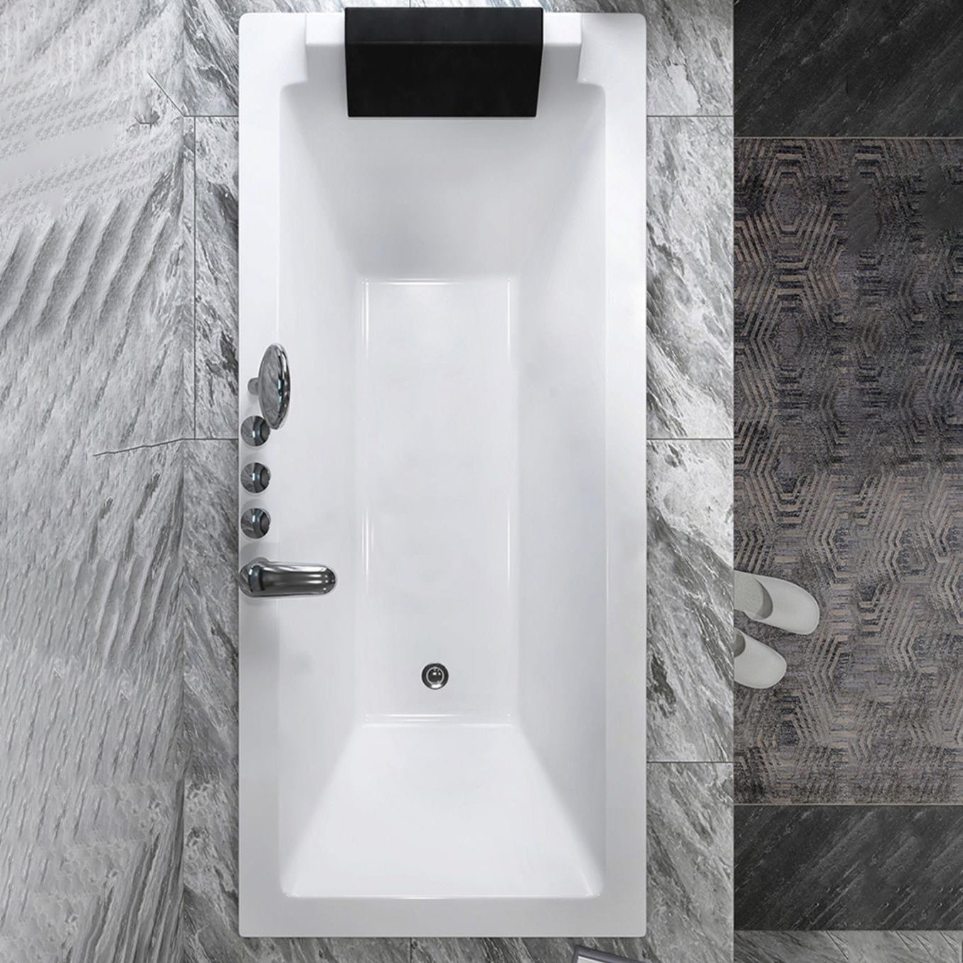 Drop-in White Bath Modern Soaking Acrylic Rectangular Bathtub