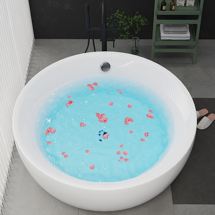 Round Bathtub Acrylic Soaking Freestanding Bathtub , 25.59-inch Tall