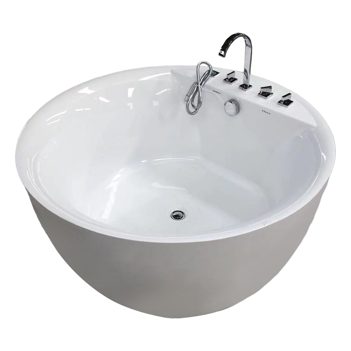 Round Bathtub Acrylic Soaking Freestanding Bathtub , 25.59-inch Tall