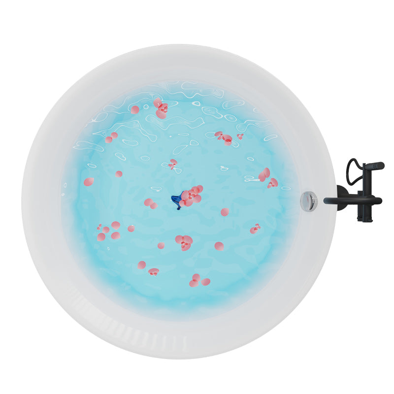 Round Bathtub Acrylic Soaking Freestanding Bathtub , 25.59-inch Tall