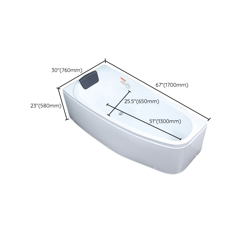 Modern Acrylic Bath Soaking Corner White Bathtub , 29.92-inch Wide