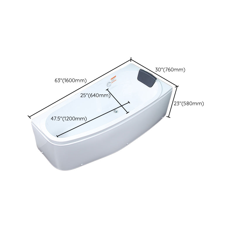 Modern Acrylic Bath Soaking Corner White Bathtub , 29.92-inch Wide