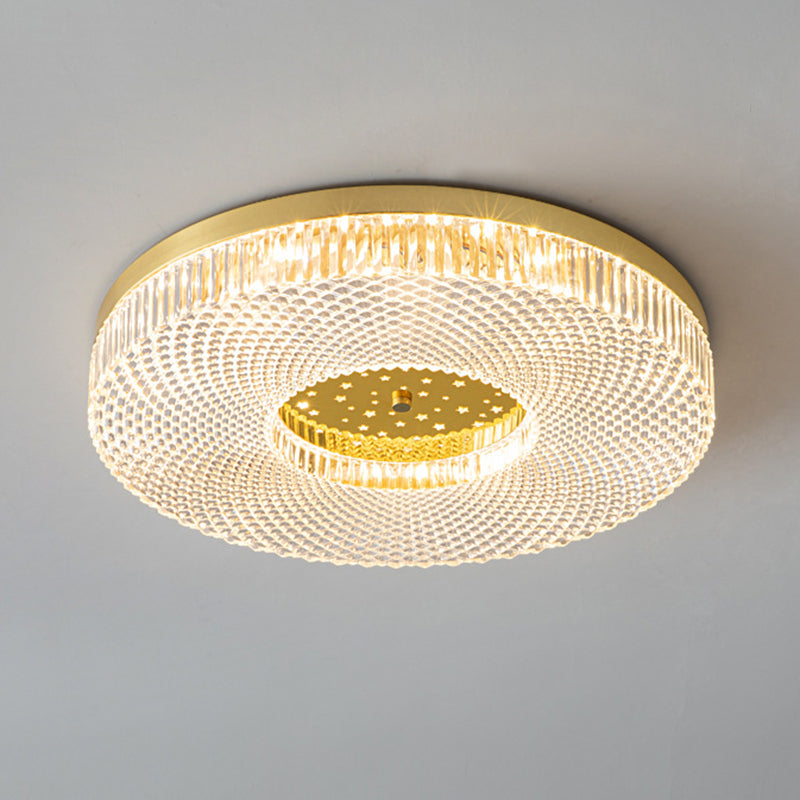 Modern Circular LED Flush Mount Lighting Golden / Black Ceiling Light for Bedroom