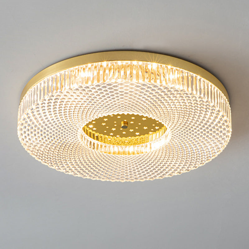 Modern Circular LED Flush Mount Lighting Golden / Black Ceiling Light for Bedroom