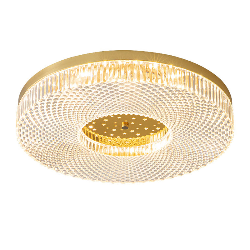 Modern Circular LED Flush Mount Lighting Golden / Black Ceiling Light for Bedroom