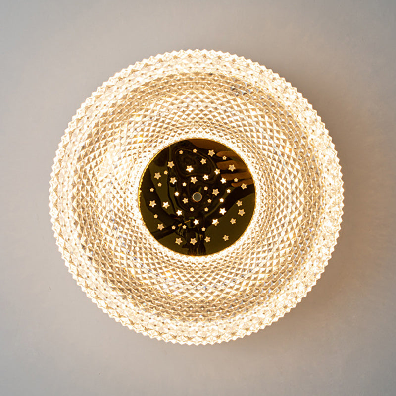 Modern Circular LED Flush Mount Lighting Golden / Black Ceiling Light for Bedroom