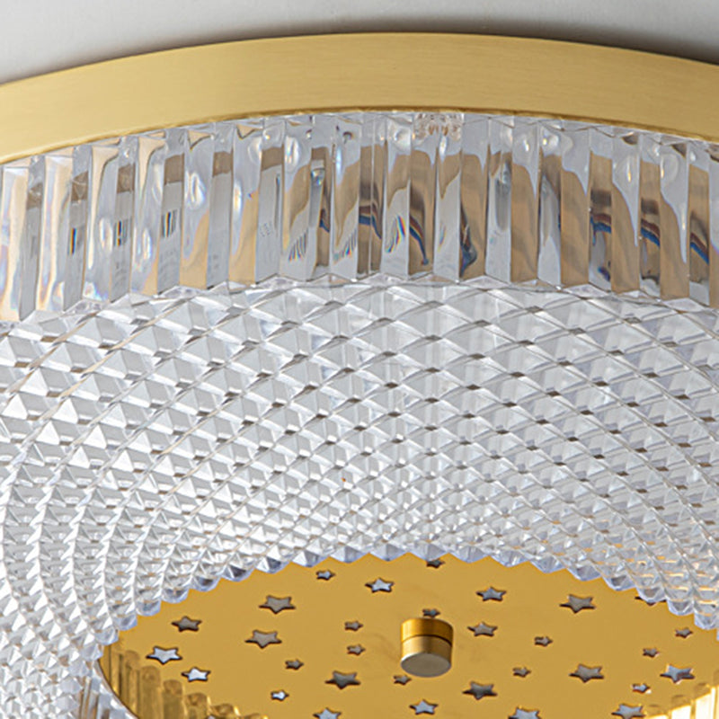 Modern Circular LED Flush Mount Lighting Golden / Black Ceiling Light for Bedroom