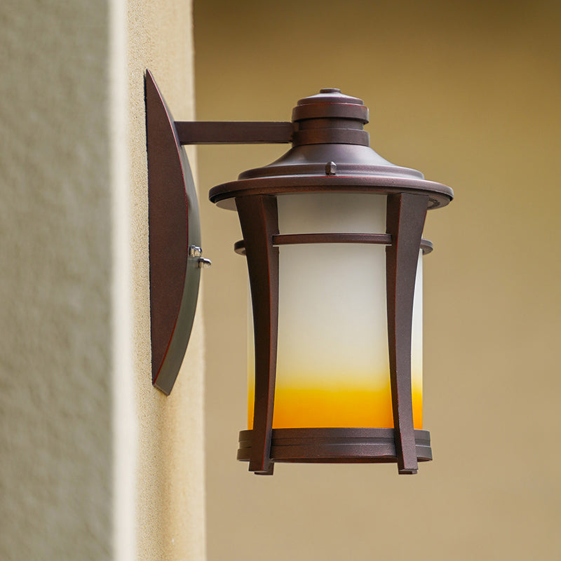 Half Cylinder Shape Glass Wall Lighting Industrial 1 Light Wall Mounted Light in Brown