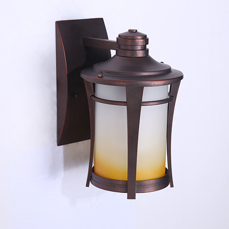 Half Cylinder Shape Glass Wall Lighting Industrial 1 Light Wall Mounted Light in Brown