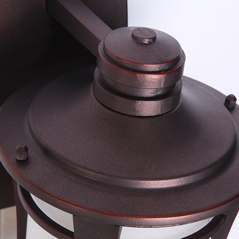 Half Cylinder Shape Glass Wall Lighting Industrial 1 Light Wall Mounted Light in Brown