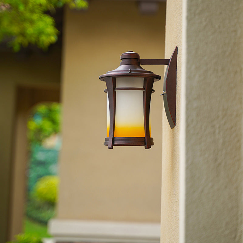 Half Cylinder Shape Glass Wall Lighting Industrial 1 Light Wall Mounted Light in Brown