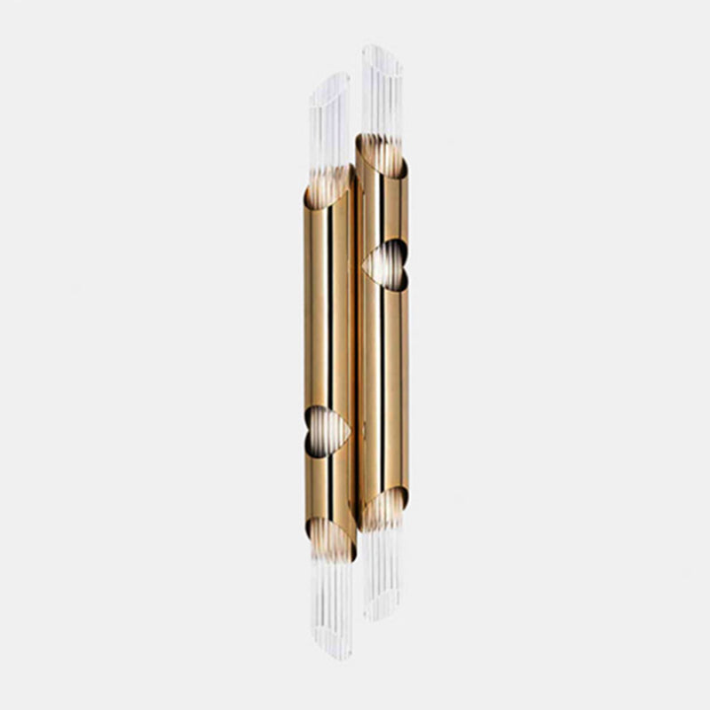 Linear Shape Metal Vanity Light Modern Style Multi Lights Vanity Light Fixture in Gold