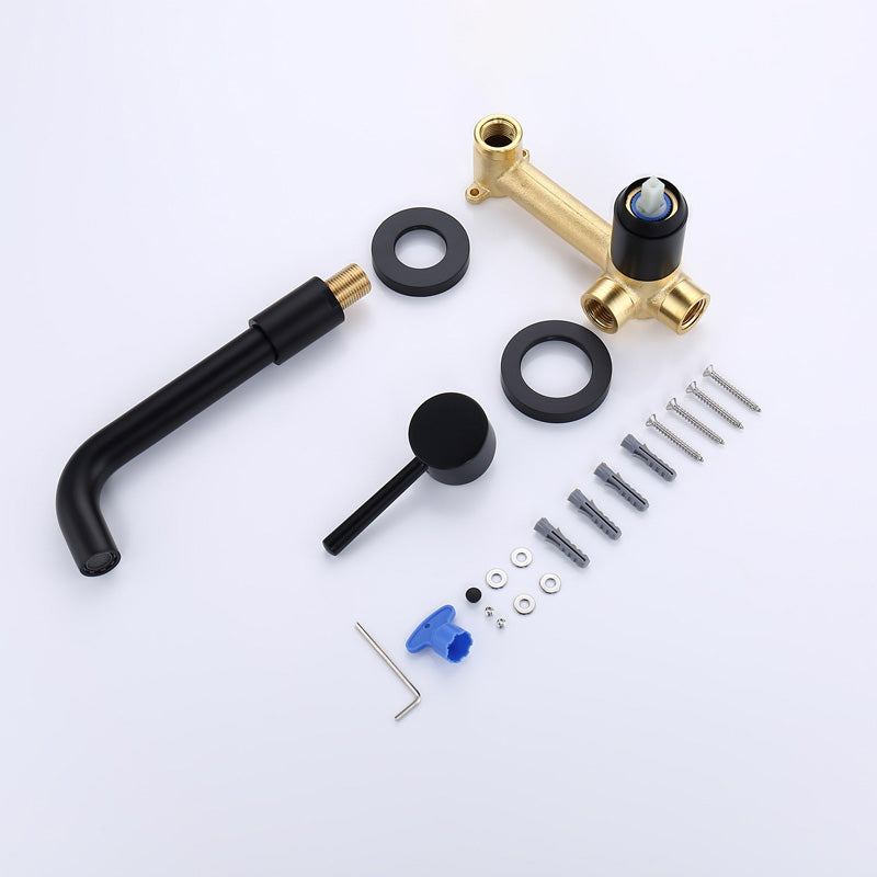 Wall Mounted Bathroom Faucet Swivel Spout Low Arc 2 Hole Faucets