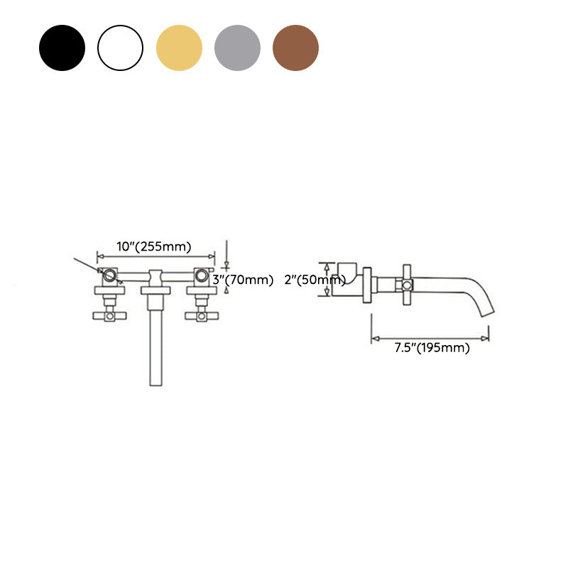 Modern Widespread Wall Mounted Bathroom Sink Faucet Cross Handles Widespread Sink Faucet