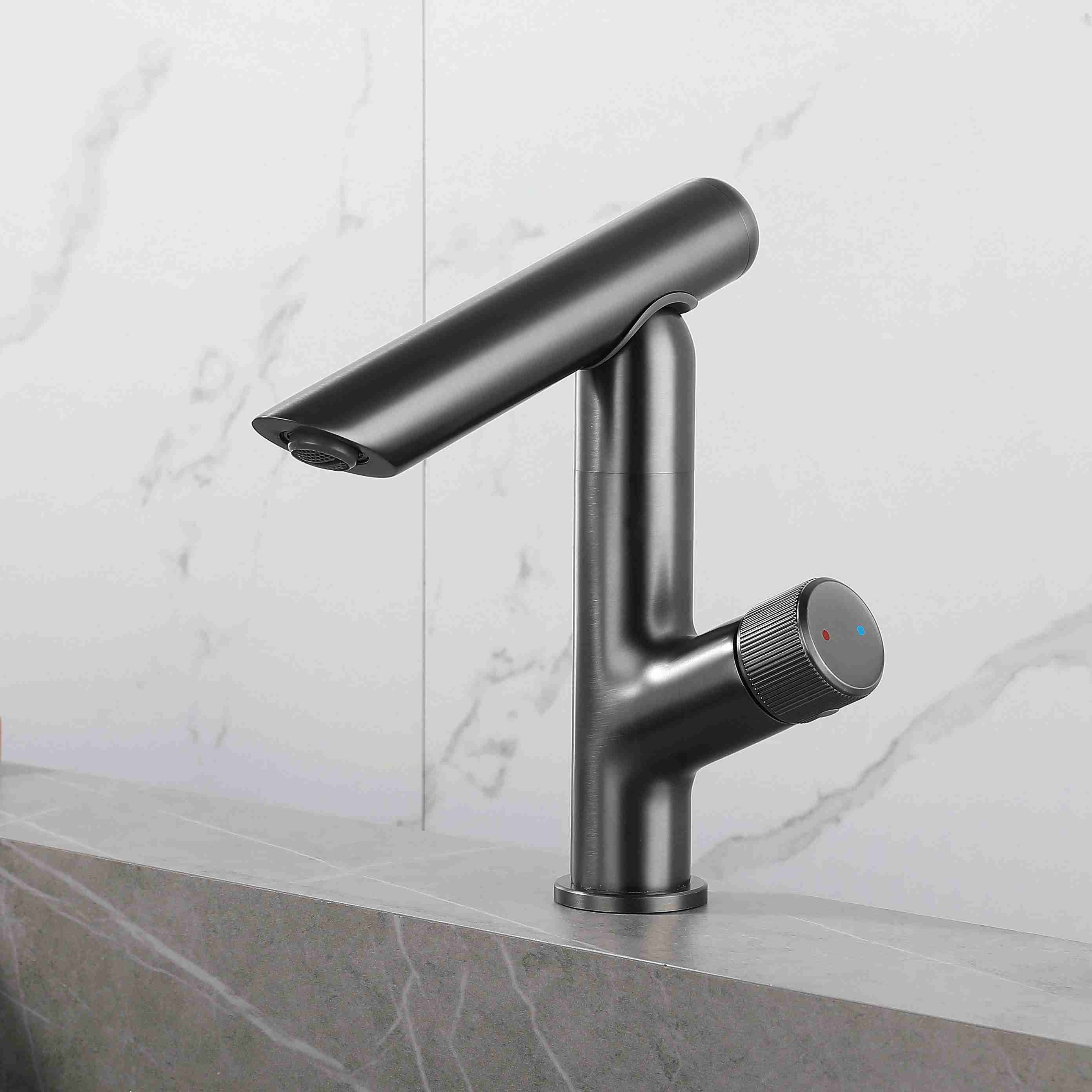 Modern Vessel Sink Bathroom Faucet Metal Knob Handle Vessel Faucet