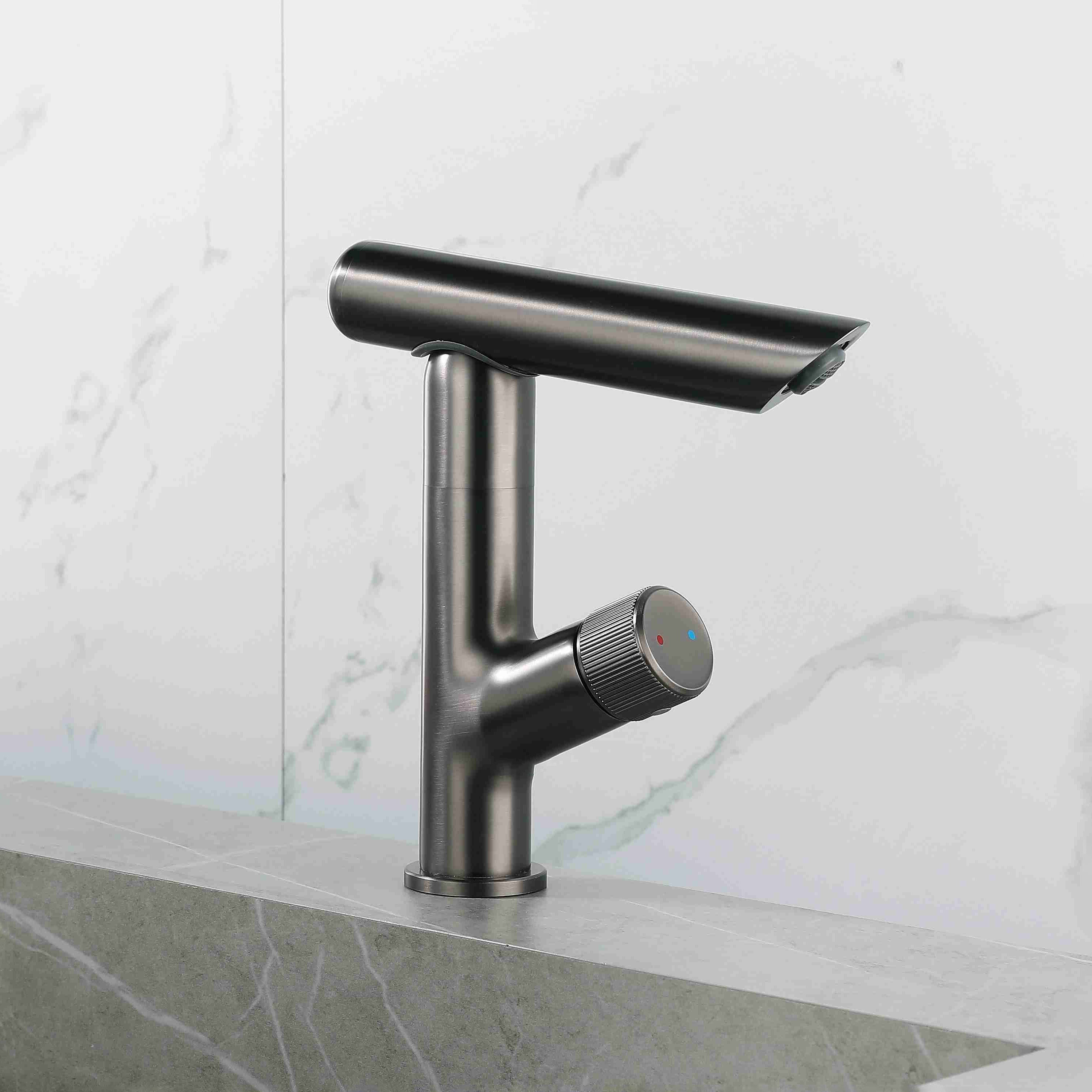 Modern Vessel Sink Bathroom Faucet Metal Knob Handle Vessel Faucet