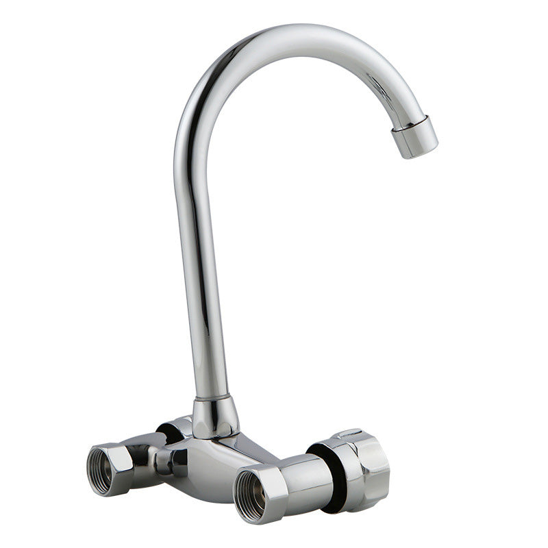 Contemporary Double Handles Kitchen Faucet Metal 2 Holds Bar Faucet