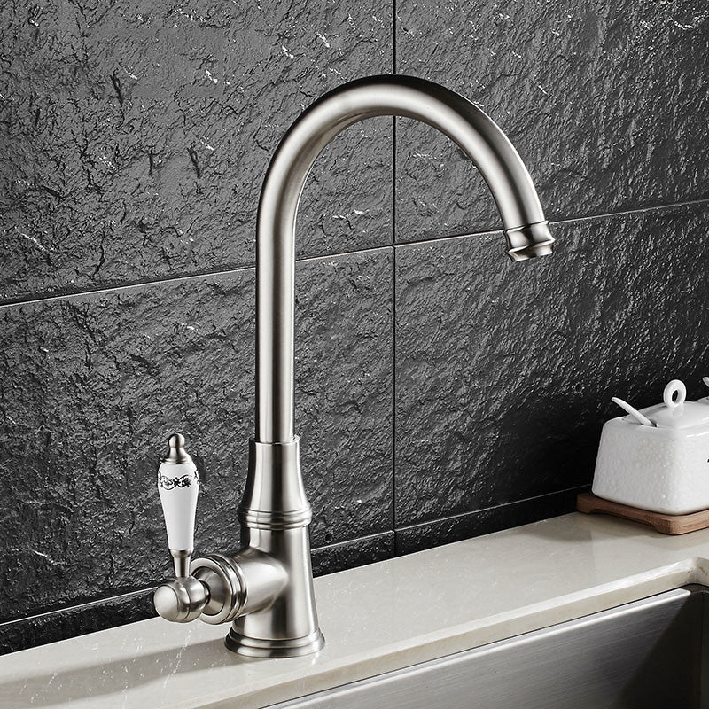 Metal Kitchen Faucet 1-Hole Contemporary Kitchen Faucet with Single Handle