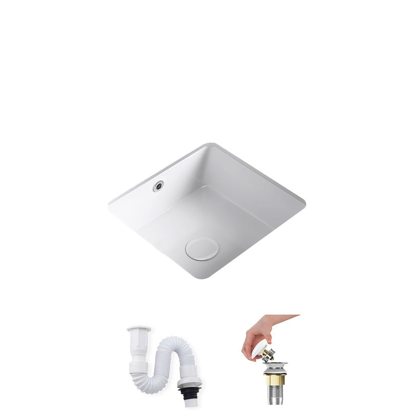 Modern Undermount Bathroom Sink Square Porcelain with Drain Assembly Vessel