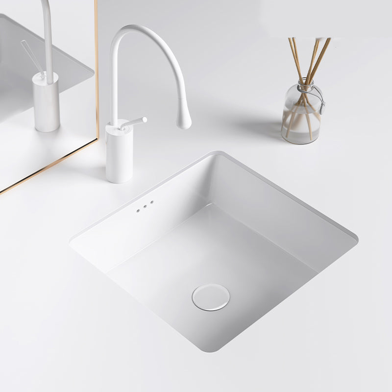 Modern Undermount Bathroom Sink Square Porcelain with Drain Assembly Vessel
