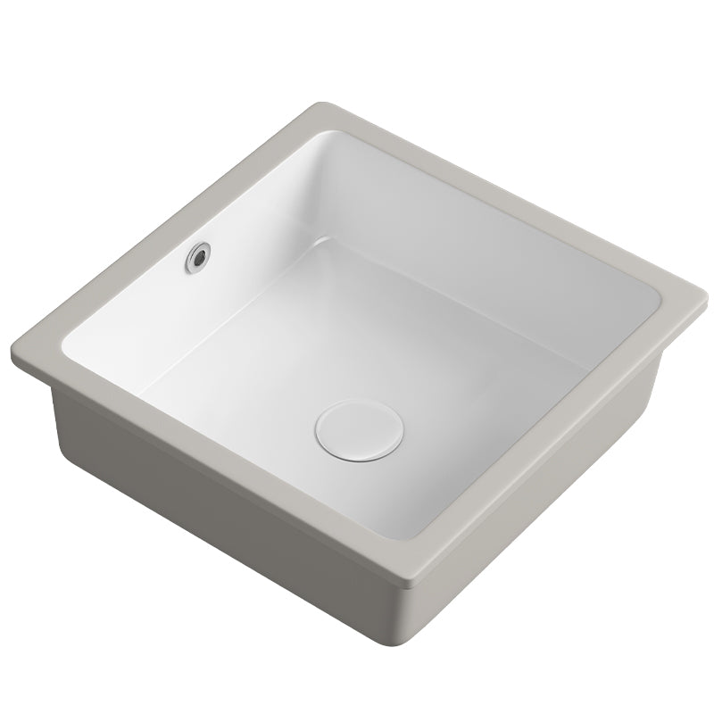 Modern Undermount Bathroom Sink Square Porcelain with Drain Assembly Vessel