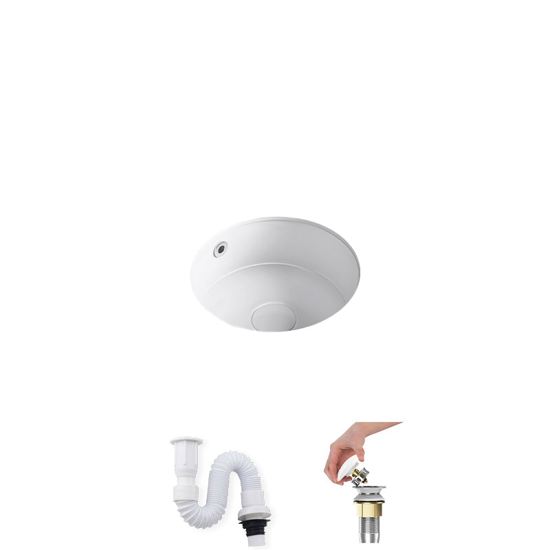 Modern Undermount Bathroom Sink Square Porcelain with Drain Assembly Vessel