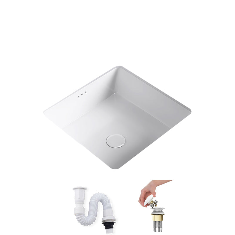 Modern Undermount Bathroom Sink Square Porcelain with Drain Assembly Vessel