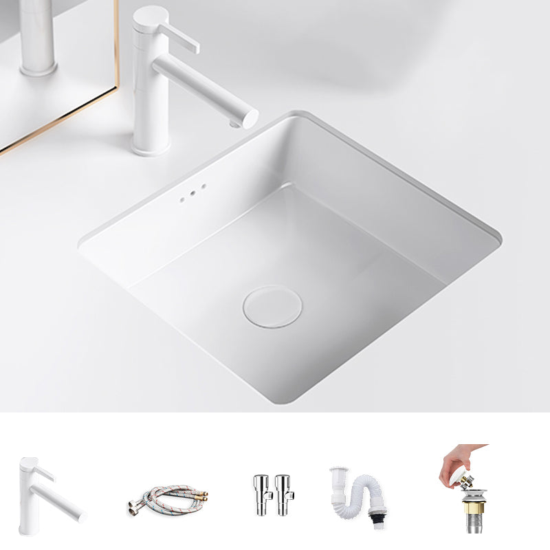 Modern Undermount Bathroom Sink Square Porcelain with Drain Assembly Vessel