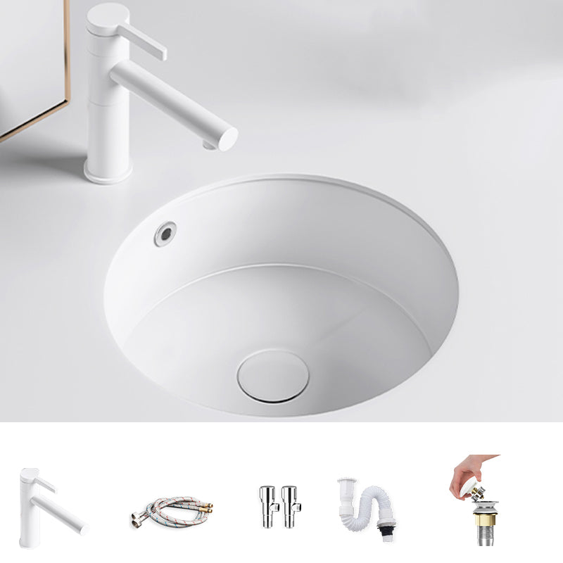 Modern Undermount Bathroom Sink Square Porcelain with Drain Assembly Vessel