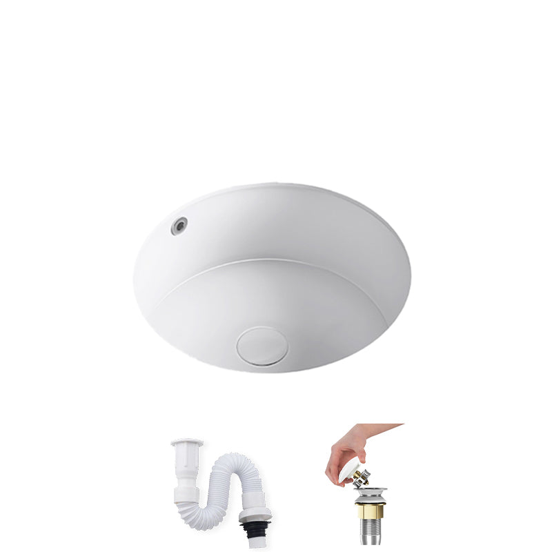 Modern Undermount Bathroom Sink Square Porcelain with Drain Assembly Vessel