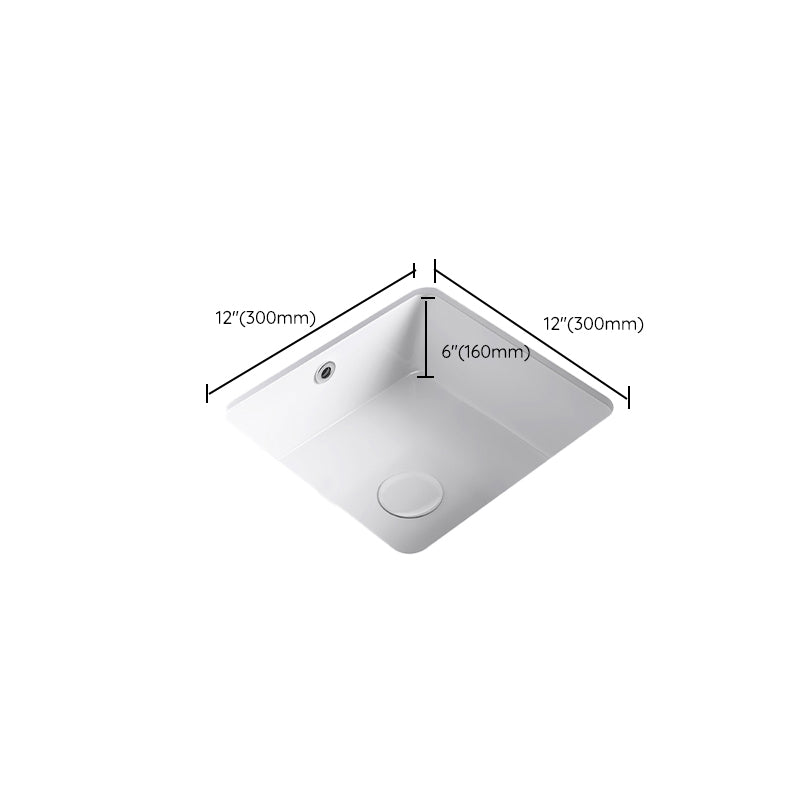 Modern Undermount Bathroom Sink Square Porcelain with Drain Assembly Vessel